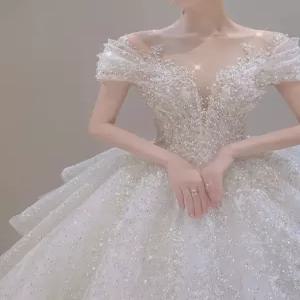 비즈 웨딩 드레스 촬영 오프숄더 본식 벨라인 셀프웨딩 스몰