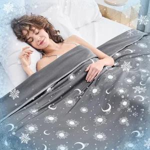 인핸드 쿨링 블랭킷 던지기 50 x60 - 뜨거운 잠자는 사람을 위한 양면 해변용 통기성 소프트 경량 여름