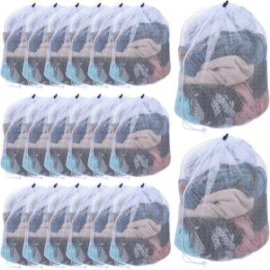 퍼시 에피 20개 메쉬 세탁 가방 벌크 드로스트링 포함 20 x 24인치 걸이식 헤비 듀티 미디엄 드라이클리닝