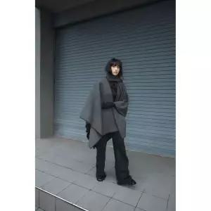 ZARA 콘트라스트 스레드 스카프 니트 케이프 - 그레이 {QHJ}