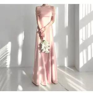 새틴 오프숄더 롱 촬영 연주회복 원피스 드레스 결혼식하객룩 돌잔치