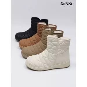 [하프클럽/고앤씨]여성 겨울 방한 소피아 퀼팅 퍼 패딩 털 앵클 부츠 4.5cm