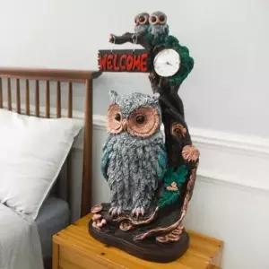 유리 퍼블릭아트 헬로 부엉이 장식 시계 인테리어소품