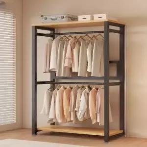 오픈형 옷장 가정용 접이식 수납 옷걸이 절제 원목 장롱 빌라 모던 침실 선반 심플