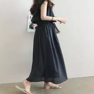 스트링 코튼 롱 원피스 여름 허리 민소매