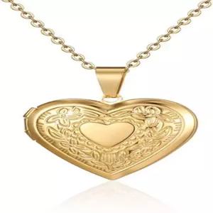 푸키만 2020 빈티지 각인 플라워 로켓 그림 펜던트 목걸이 타원형 하트 고정 사진 메모리 주얼리