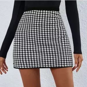 여성 하운드체크 H라인 미니스커트 허리밴딩 치마