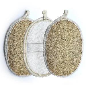 Zooshine 천연 수세미 스폰지 바디 스크러버, 각질 제거 목욕 루파, 신축성 있는 스트랩, 남성 및 여성용