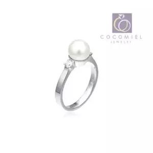 패션링 화이트 진주 큐빅 진주반지 은반지 실버반지 EBS-R-54
