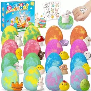 서프라이즈가 있는 아동용 배쓰밤, 16팩 부활절 어린이 배쓰밤 선물 세트, 아동용 부활절 선물 거품 배쓰밤