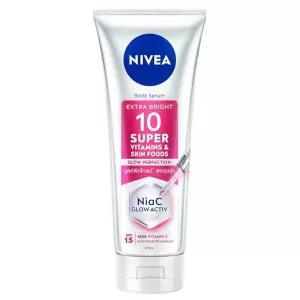 NIVEA 엑스트라 브라이트 바디 세럼 로션, 10가지 슈퍼 비타민 및 스킨 푸드, 169.8ml (5.5온스)