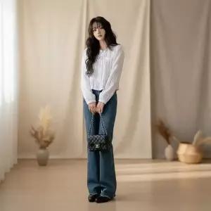 [다잇템] 여성 탱크 레이스 리본 귀여운 V넥 블라우스_24762118_588872