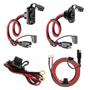 12/16/18 AWG SAE 퀵 커넥터 하네스 30/50/60CM 연장 코드 사이드월 포트 남성 플러그여성 소켓으로 충전기