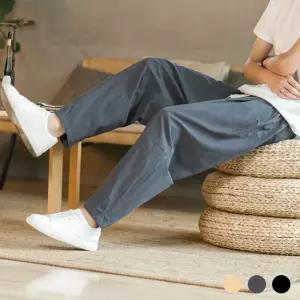 시원한 린넨 소재 편안한 허리 밴딩 9부 바지