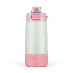 Ello Kids Colby 355ml(12온스) 스테인리스 스틸 단열 물병, 빨대 및 내장 실리콘 코스터 운반 손잡이 및