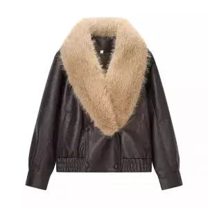 여성용 겨울 트렌디 아이템 자켓 가죽 털 탈부착 코트 스트리트 칼라 HT4