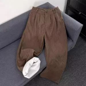 팬츠 남성 동계 빈티지 가을 캐주얼 면린넨 트렌디 코듀로이 기모 메일라드 무 핏 배기 아이템 HT4