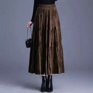 여성용 치마 롱 가을 겨울 오피스룩 A라인 러블리 벨벳 두꺼운 다올4