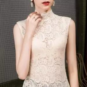 블라우스 레이스 나시 목티 프릴 이너 목폴라 레이어드