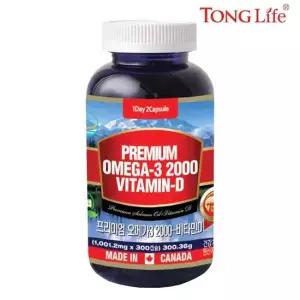 - 프리미엄오메가3-2000 비타민D-연어오일100 -300캡슐-혈행 기억력개선 칼슘흡수에도움-1병