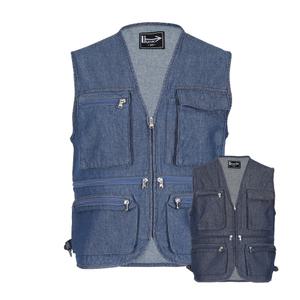 봄 여름 가을  작업용 작업복상의 순면 작업 청조끼 용접복 데님 조끼 낚시 등산 건설 현장 빅사이즈 단체