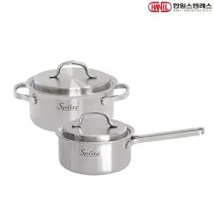 [한일스텐레스] 스플릿 인덕션 통5중 304스텐 냄비세트 2종A 편16+양18