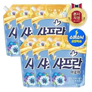 [LG생활건강]샤프란 아로마 섬유유연제 프레쉬 아로마 리필 2.1L x 6개