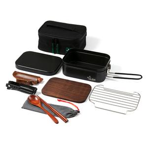 CLEM 캠핑 반합 백패킹 군용 코팅 사각 코펠 냄비 식기 세트