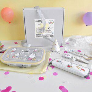 [키친유]미피 아기 유아 자기주도 식기 6종세트 캐릭터 식판 스푼포크 교정젓가락 가방 이유식 준비물