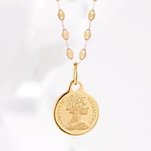 18K 목걸이 45cm 엘리자베스 코인 여성 패션 핑크골드 금목걸이