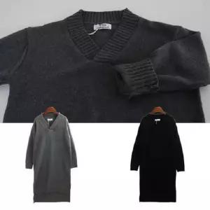 ONM 옆트임 하와이안룩 니트롱원피스 브이넥