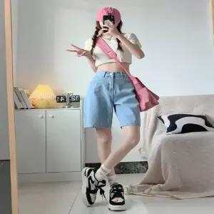 ONM 데님 연청 와이드 빈티지 5부 캐주얼 반바지 청반바지