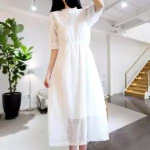 ONM 휴양지 원피스 비치 바다 바캉스 라운드넥 반팔 롱