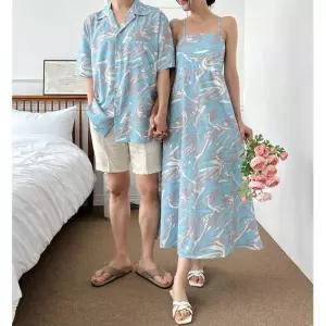 ONM 웨이브디자인 커플 비치웨어 썸머룩 셔츠 드레스