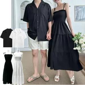 ONM 남녀 서핑스타일 커플 비치웨어 썸머룩 셔츠 드레스