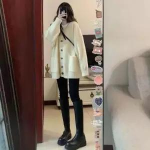 ONM 여성 보송보송 도톰 루즈핏 포켓 스웨터 니트 가디건