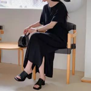 빅사이즈 408 단아리본랩반팔원피스 DGOS522