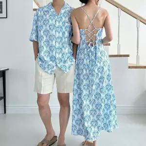 ONM 남녀 커플 휴가룩 비치웨어 남자 패션셔츠 롱원피스