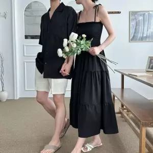 ONM 커플 휴가룩 비치웨어 베이직 롱원피 셔츠 썸머룩