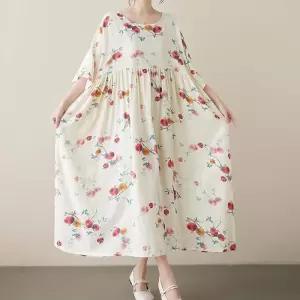 ONM 여성 주머니 원피스 플라워 오버핏 빅사이즈 플레어