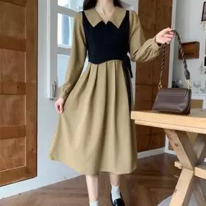 ONM 핀턱 A라인 롱원피스 빅카라 레이어드st 가을 여친룩