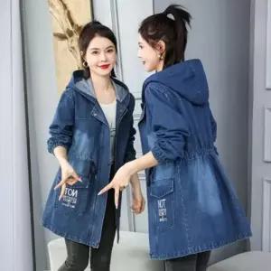 ONM 빈티지 LF68400 루즈핏 후드 롱 청 야상 데님 자켓