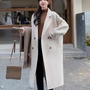 ONM 모직코트 여성롱코트 모직헐렁코트 사무실 모직롱코트