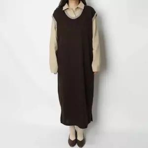 빅사이즈 411 유넥조끼니트롱원피스 DHGE803