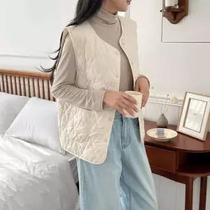 ONM 퀄팅 경량 패딩조끼 LM0526 브이넥 캐쥬얼 여