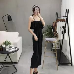 ONM 점프수트 바캉스 나시 휴양지 끈 7부 여름 휴가 얇은