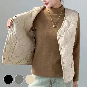 ONM 여성 따뜻한 세미 기모 슬림핏 경량 브이넥 패딩 조끼