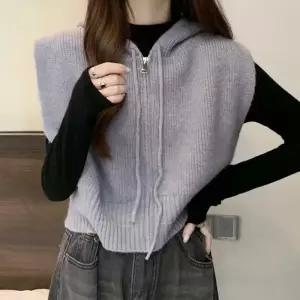 ONM 니트 후드 집업 캐주얼 레이어드 조끼 간절기
