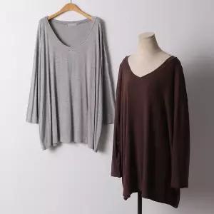 빅사이즈 412 실키브이넥여리티셔츠 DRAF084