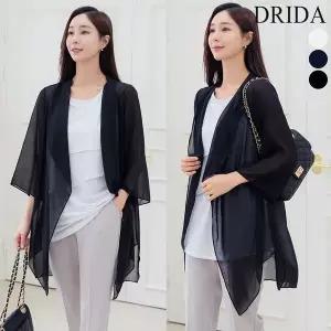 [하프클럽/] 여성 봄 여름 오픈 숄 카라 빅사이즈 쉬폰 롱 가디건 40-50대 미